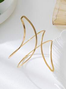 1 pièce Bracelet minimaliste classique polyvalent, lisse, géométrique, creux à double couche, réglable pour femmes