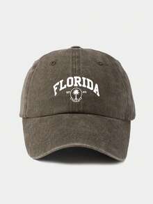 1 件可调节佛罗里达椰子树印花棒球帽，男女通用户外防晒帽，适合通勤、旅行、运动、卡车司机