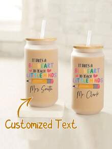 Teacher Glass Coffee Cup, Cute Teacher Coffee Cup, Teacher Appreciation Gift, Teacher Gift, Personalized Teacher Gift, Gift For Teacher, Fun Classroom Mug, Colorful Teacher Mug - Multicolor - View 1