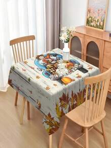 1/20pcs Autumn Harvest Festival Thanksgiving Themed White Background Maple Leaf And Cartoon Character Pumpkin Pattern Tablecloth, Suitable For Indoor And Outdoor Gatherings, Is The Perfect Choice For Autumn Harvest Decoration.