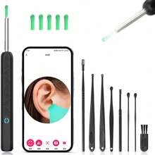Ear Wax Removal - Earwax Remover Tool With 8 Pcs Ear Set - Ear Canal Cleaner With HD Camera - Ear Cleaning Kit With 6 Ear Spoon - 130mAh Rechargeable Ear Camera For IOS & Android