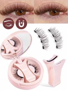 MAGEFY 一套棕色磁性假睫毛 - 包括磁性夹子 + 多功能刷 + 3 个睫毛夹 + 睫毛夹，狐狸眼假睫毛，便携，自然逼真，可重复使用，强力磁铁吸附，无需胶水，无需卸妆产品 - 自然纖長款 - 查看 13