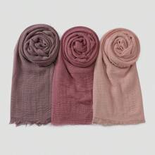 3 buc/set femei culoare solidă eșarfă musulmană încrețită eșarfă hijab casual set
