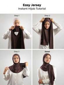 1pc Soft, Breathable, Anti-Pilling Fabric Instant Tie Muslim Headscarf, Suitable For All Year Round And Daily Wear - Khaki - View 7