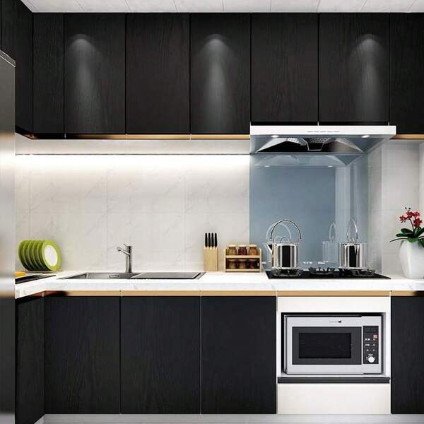 Self-Adhesive Black Woodgrain Waterproof And Stain Resistant PVC Wallpaper, Removable, For Cabinet, Table, Countertop Renovation And Decoration