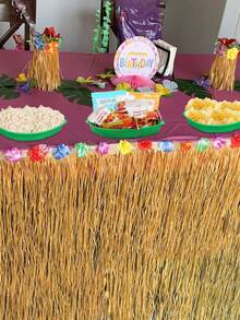 6pcsPalm Leaf Hawaiian Style Food Reusable Snack Trays, Cookies, Chips, Candies Dipped In Jungle Island Themed Party Decorations Platter - Green - View 8