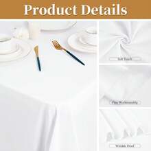 6 Pack White  Rectangle Tablecloths For 6-8 Foot Tables, Rectangular Polyester Table Cloth Stain And Wrinkle Resistant Washable Fabric Table Covers For Wedding Dining Parties - White - View 3