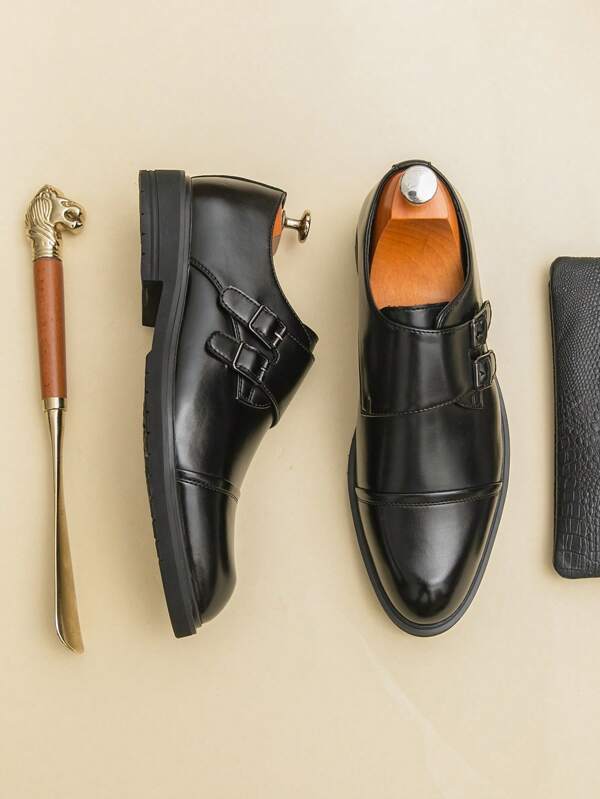 Men's Vintage British Style Double Street Fashion Dress Shoes, Leisure Formal Shoes For Weddings