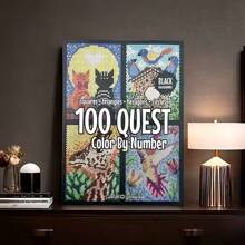 1pc 100 QUEST Color By Numbers Book, Adult Digital Coloring Diy Exploration Activity Book Coloring Book, Which Can Be Used As Gifts For Holidays, Birthdays, Christmas School Supplies, Back To School