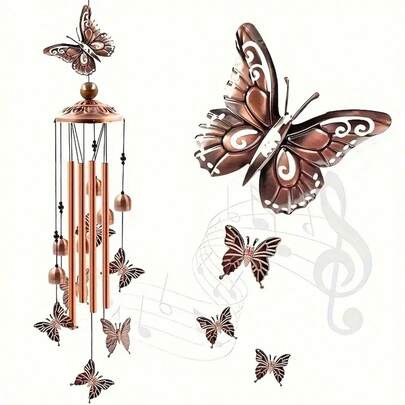 1 Pack Metal Butterfly Wind Chime, Outdoors Windchimes, Garden Patio Decor Memorial Wind Chimes, Birthday Festival Gifts, Front Door Yard Decor, Patio Yard Pathway Decor, Summer Party Decor, Backyard Decor