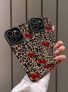 1 pieza Funda de teléfono de piel sintética suave y protectora con estampado clásico de flor rosa y estampado de leopardo, compatible con iPhone 16/16Plus/16Pro/16ProMax, resistente al agua, a los golpes y a los arañazos