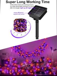 2 pièces/1 pièce Lumière solaire multicolore orange violet 39 pieds 120 LED/78 pieds 240 LED Décoration solaire d'Halloween Lampe extérieure Lumière violette orange Guirlande lumineuse en fil de cuivre, 8 modes clignotants à changer à volonté, Lumière solaire orange violet, Convient pour l'extérieur, le jardin, le balcon, les fêtes DIY, Halloween, la décoration de vacances Guirlande lumineuse en fil de cuivre de fée solaire (ligne noire) Décoration d'Halloween Décoration de la maison Décoration de fête Décoration d'Halloween Décoration de chambre Décoration de jardin d'Halloween pour cadeau de fée
