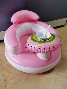 1 st multifunktionell uppblåsbar babystol och badpall, UFO uppblåsbar skolstol babystol för spädbarn 3 månader och uppåt sommaruppblåsbar babystol babyshowerstol golvsits, ryggstödssoffa för spädbarn