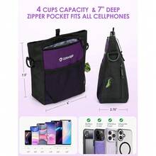 New-15  Dog Treat Pouch  Silicone Snack Bag, Front Pocket Fits All Phon, 4 C Treat Bag  Training Clicker, E Stronr Magnetic Closure, 3 Ways To Wear Walking Fanny Pack (Purple) - 紫色 - 查看 4