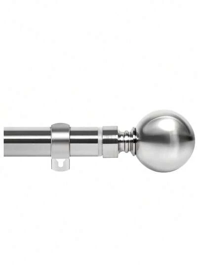 Curtain Pole Extendable 70-120cm/120-210cm/160-300cm, Dia 28mm Adjustable Curtain Rod With 60mm Metal Ball Finials For Eyelet Curtains, Heavy Duty Decorative Windows Rod Brushed Nickel