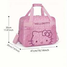 Sanrio 1pc Hello Kitty High Quality Oxford Cloth Travel Bag With Zipper, Adjustable Shoulder Strap, Portable Clothes Storage Bag - Pink