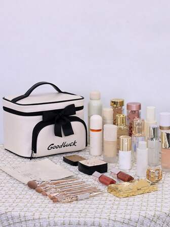 1pc Butterfly Pattern Cosmetic Bag, High-End Large Capacity Portable Makeup Storage Organizer Handbag