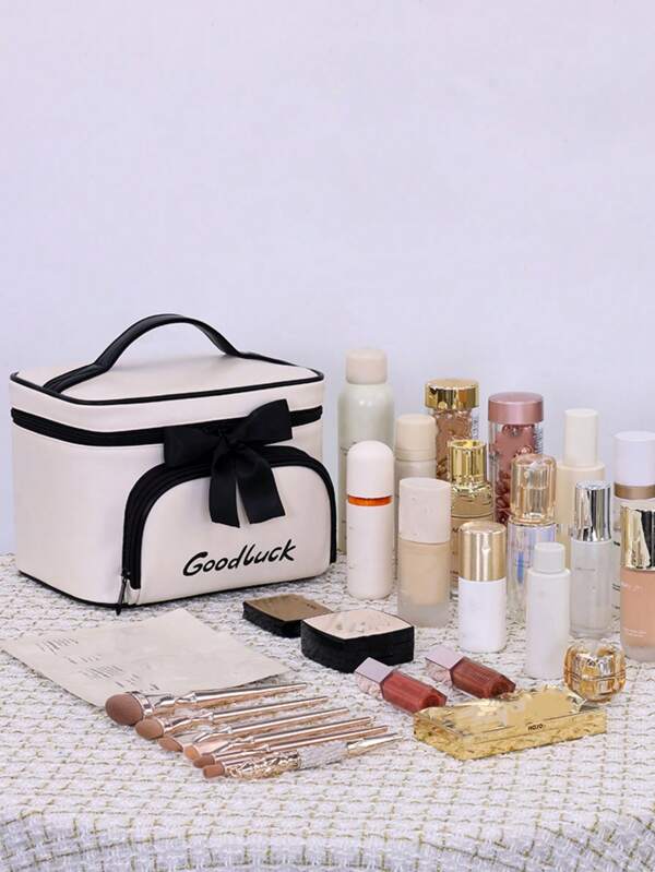 1pc Butterfly Pattern Cosmetic Bag, High-End Large Capacity Portable Makeup Storage Organizer Handbag