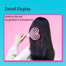 Miniso Barbie Series Heart-Shaped Fluffy Bone Comb Head Massage Artifact Detangling Brush Cute Standing Suspension Design Hair Brush For Curly Hair Thick Hairbrush Styling Tools - Pink - View 2