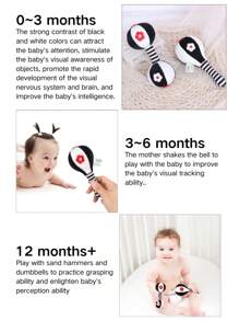 Black & White Infant Soft Rattle Toys, High Contrast Black And White Plush Mute Rattle Sarpint Shaker, Newborn Gift Suitable For 0-3-6 Month Baby