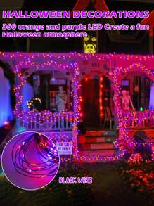 2 pièces/1 pièce Lumière solaire multicolore orange violet 39 pieds 120 LED/78 pieds 240 LED Décoration solaire d'Halloween Lampe extérieure Lumière violette orange Guirlande lumineuse en fil de cuivre, 8 modes clignotants à changer à volonté, Lumière solaire orange violet, Convient pour l'extérieur, le jardin, le balcon, les fêtes DIY, Halloween, la décoration de vacances Guirlande lumineuse en fil de cuivre de fée solaire (ligne noire) Décoration d'Halloween Décoration de la maison Décoration de fête Décoration d'Halloween Décoration de chambre Décoration de jardin d'Halloween pour cadeau de fée