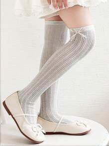 1 Paar Sommer Pastell-farbige Rüschen Socken, feines süßes Schleifen Design, atmungsaktive Mesh-Netz Mückenschutz Beinwärmer Socken für Kinder