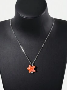 1 套（1 对耳环 + 1 条项链）可爱陶瓷海星吊坠耳环和项链首饰套装，适合女性日常休闲、沙滩、派对穿着、所有季节、节日礼物