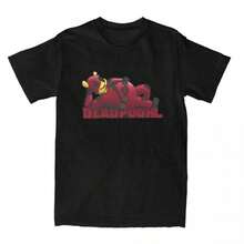 COOL SUMMER Men's Winnies The Pooh DeadPool Parody T-Shirt Cotton Clothing Summer Y2K T-Shirt O Neck Hipster Loose Tee Shirt Big Size 5XL 6XL - Black - View 1