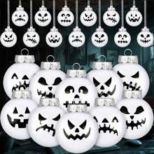 24 Pcs Wooden Halloween Decorations Christmas Tree Decoration Circular Party Atmosphere