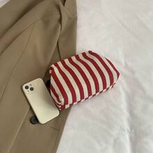 Striped Color-Blocking Clutch Bag, Suitable For Women's Daily Use - Red - View 7