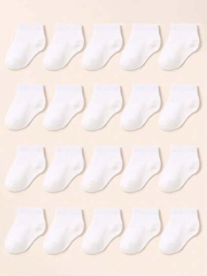 10双白色男女通用婴儿船袜，夏季清凉透气。舒适柔软，适合0-3岁幼儿，男女皆宜。网眼透气短袜。