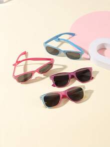 4 件装 9-14 岁男孩和女孩方形闪亮图案酷炫户外时尚眼镜，适合 2000 年代配饰和节日服装 - 彩色 - 查看 13