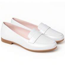 My ToT Sapatilha Mocassim Feminino Menina Confortável Estiloso Envernizado com Brilho - Branco - Visão 3
