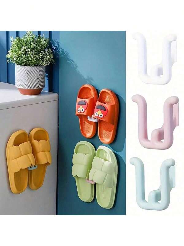 6pcs Bathroom Adhesive Hook - A Place To Put Slippers, Practical Functional Hook, No Electricity Required, Perfect Bathroom Toilet Supplies