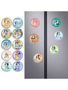 Bluey 10Pcs/Pack Blueys Family And Friends Cute Refrigerator Magnet Bluey Bingo Dog Kawaii Refrigerator Decorative Collection Party Favor Gifts Give Away Christmas