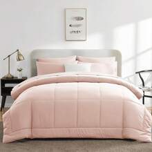 Pink Comforter Set Queen - 7 Pieces Bed In A Bag Toddler Girls Comforter Set Teen Girl Bedding Sets With All Season Quilted Comforter, Flat Sheet, Fitted Sheet, Pillowcases, Blush Pink - 粉色 - 查看 7