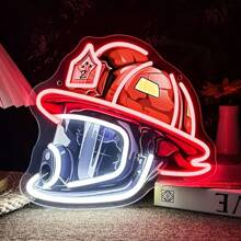 Enseigne au néon à LED casque de pompier, alimentée par USB, variable, prise 5V. Décoration pour la famille, salon, chambre à coucher, boutique, caserne de pompiers, pour les pompiers
