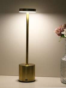 1 pieza Lámpara de escritorio LED recargable, 3 opciones de color, con cable de carga USB, luz ambiente nocturna para mesita de noche, adecuada para dormitorio, bar, restaurante, decoración de hotel - Bronce - Ver 7