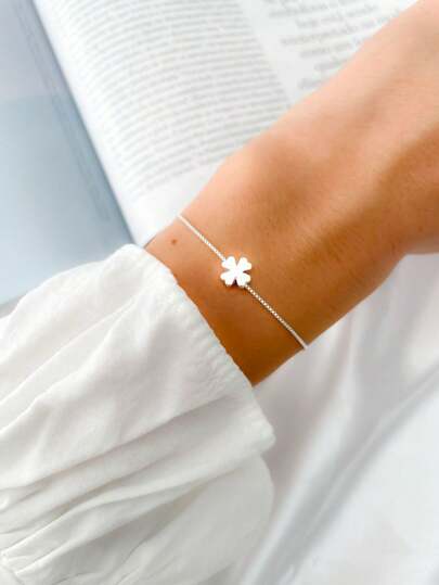 Pulseira Trevo Banhada a Prata