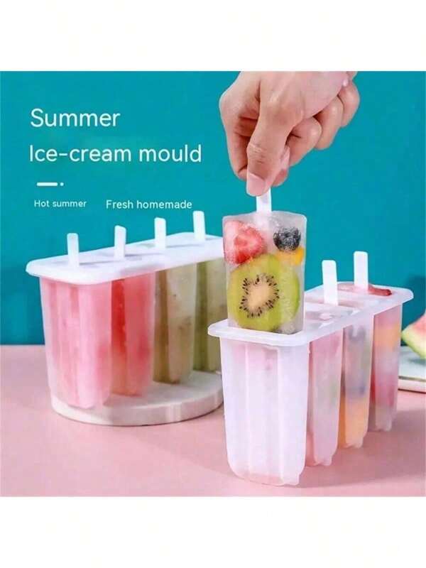 1 peça grande 6,69 polegadas * 3,9 polegadas 4 grades molde de picolé de feijão-mungo caseiro adequado para alimentos congelados infantis molde de picolé antigo molde de sorvete congelado caseiro (com tampa e raiz)/molde de sorvete/casamento/jardim/itens essenciais para feriados/acessórios de cozinha/cozinha/presente para pais/acampamento/casa