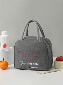 Customized Text Gift Bag, Large Capacity Lunch Box Bag, Suitable For Teenagers. Applicable For Office, University, Work, Business, Commuting, Outdoor, Travel And Picnic. Insulated Lunch Box Bag, Portable Aluminum Foil Ice Bag, Lunch Bag, Picnic Storage Bag - Grey - View 21