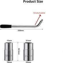 1 Set Llave de rueda telescópica con dados Llave para ruedas con dados 17/19, 21/23mm, herramienta de reparación de automóviles - Plateado - Ver 2