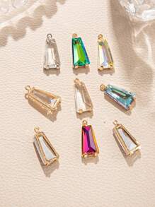 Lot de 5 pendentifs géométriques en cristal trapézoïdal coloré plaqué cuivre, adaptés à la fabrication de colliers, bracelets, boucles d'oreilles et porte-clés