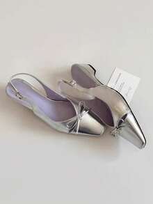 法式蝴蝶结包头高跟凉鞋，踝带粗跟鞋，夏季女鞋