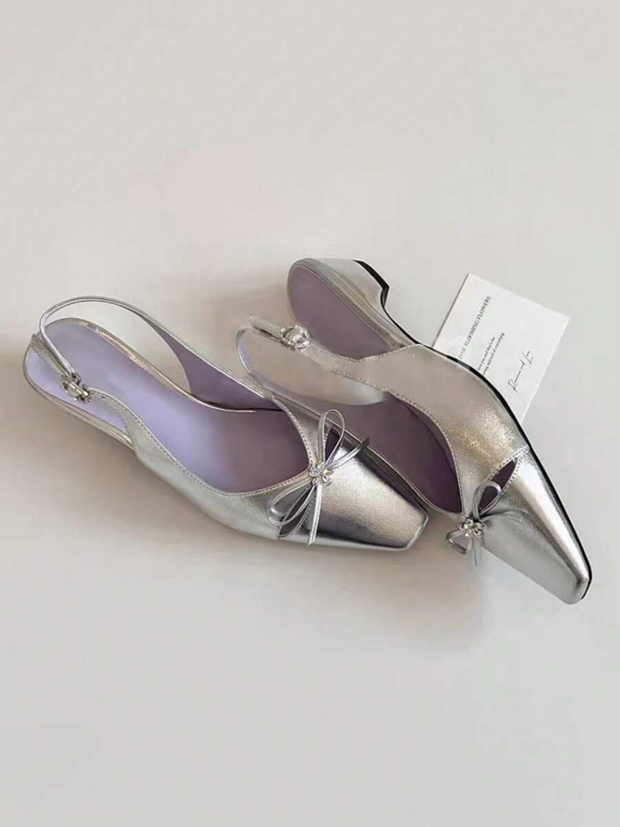 法式蝴蝶结包头高跟凉鞋，踝带粗跟鞋，夏季女鞋