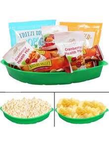 6pcsPalm Leaf Hawaiian Style Food Reusable Snack Trays, Cookies, Chips, Candies Dipped In Jungle Island Themed Party Decorations Platter - Green - View 4