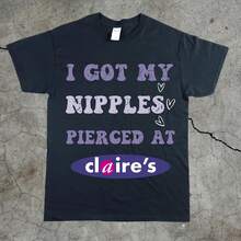 Adult Funny Uni Tee, Nipples Pierced At Claires, Weird Humor Shirt, Heavy Cotton Top, Gift For , Joke Teea Black Shirt With A Cowboy Hat On It Vintage Graphic Tee Men's Casual Short Sleeve Cotton T-Shirt Retro Artistic Print Funny Streetwear Oversized Comfortable Summer TopSafety Clothing Short Sleeves - màu đen - Xem 1