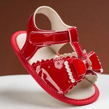 Comfortable Baby Girl Sandals With Bow And Pearl Original Benne Kids Promotion - 紅色 - 查看 3