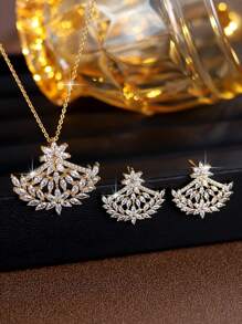 Set de 2 piezas de elegantes y de alta calidad joyas de nicho, incluyendo aretes y collar, adecuado para fiestas, citas y como regalo para ella