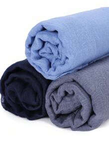 3 buc/set femei culoare solidă eșarfă musulmană încrețită eșarfă hijab casual set